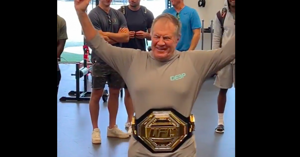 Watch: NFL Legend Belichick Presented With UFC Title By Dana White